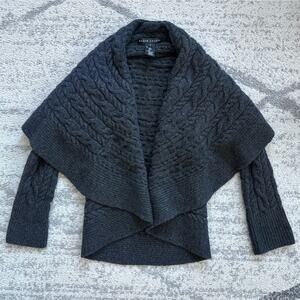 Ralph Lauren Black Label Wool Cashmere Cable Knit Shawl Collar Open Cardigan S